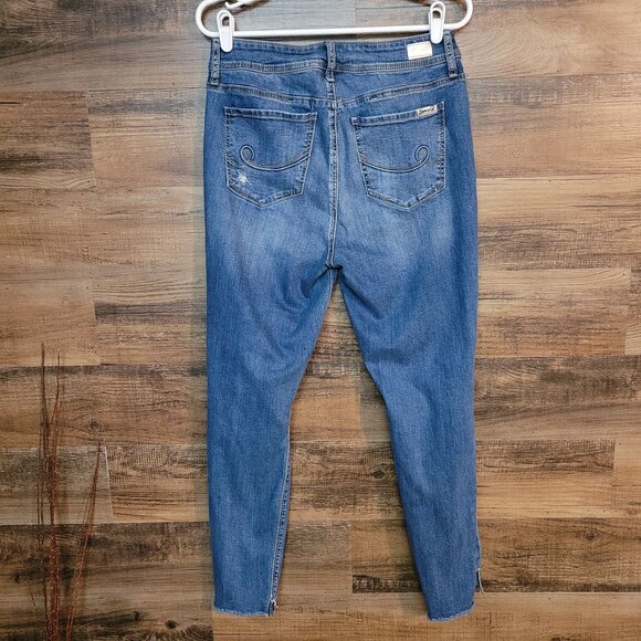 Seven7 Jeans Size 12 High Rise Legging Raw Step Hem Tummy Control Ripped - Picture 2 of 12